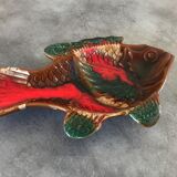Plat à compartiments pour apéritif en céramique de vallauris  forme de poisson vintage 34 cm