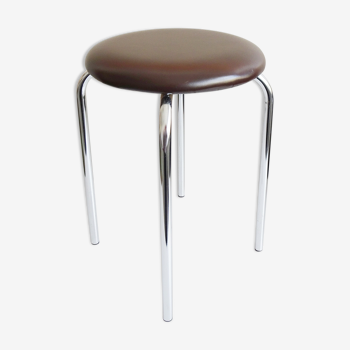 Tabouret marron avec cadre chromé