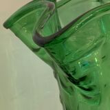 Green Italian Empoli vase, blown and bubbled glass, 1960