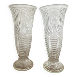 Paire de vases vintage en verre moulé