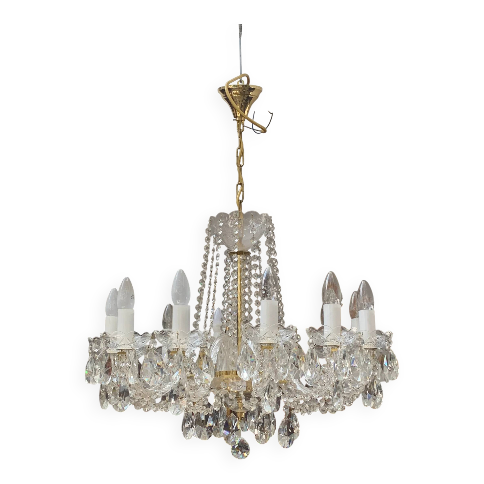 Lustre tchèque en cristal taillé, 12 bras