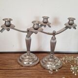 Silver metal candlesticks