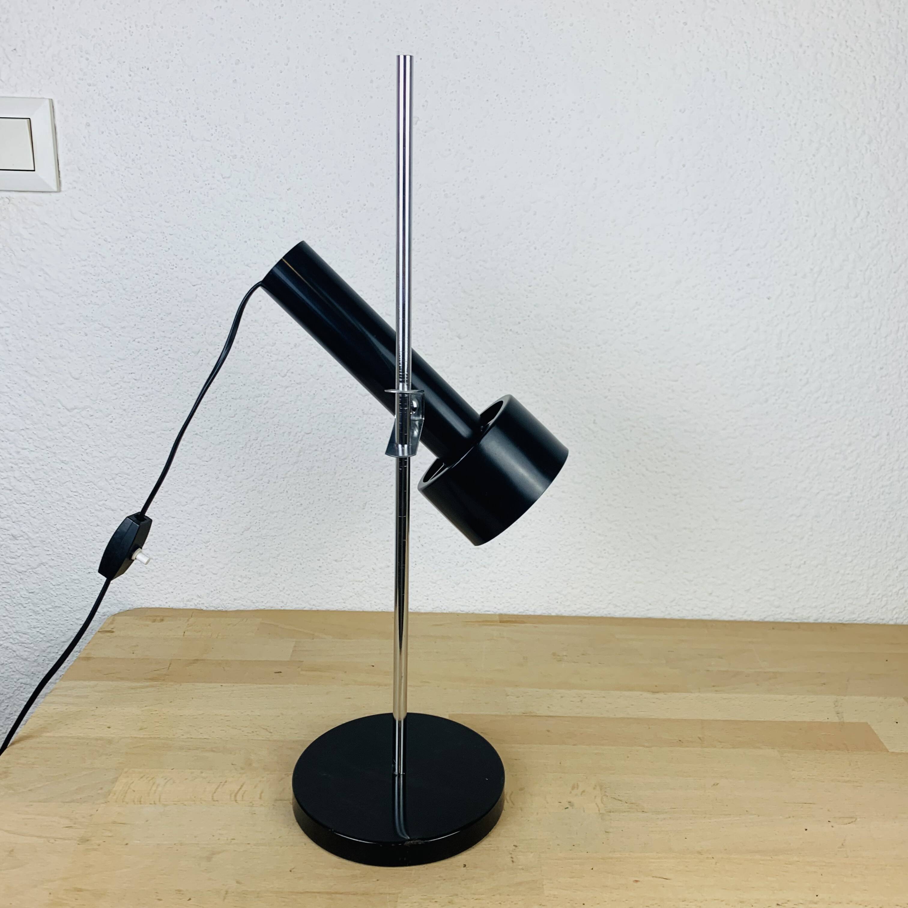 60s black and chrome adjustable spot desk lamp