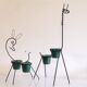 Pair of metal and ceramic plant stands