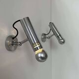 Pair of vintage adjustable wall lights, chromed metal, France 1970