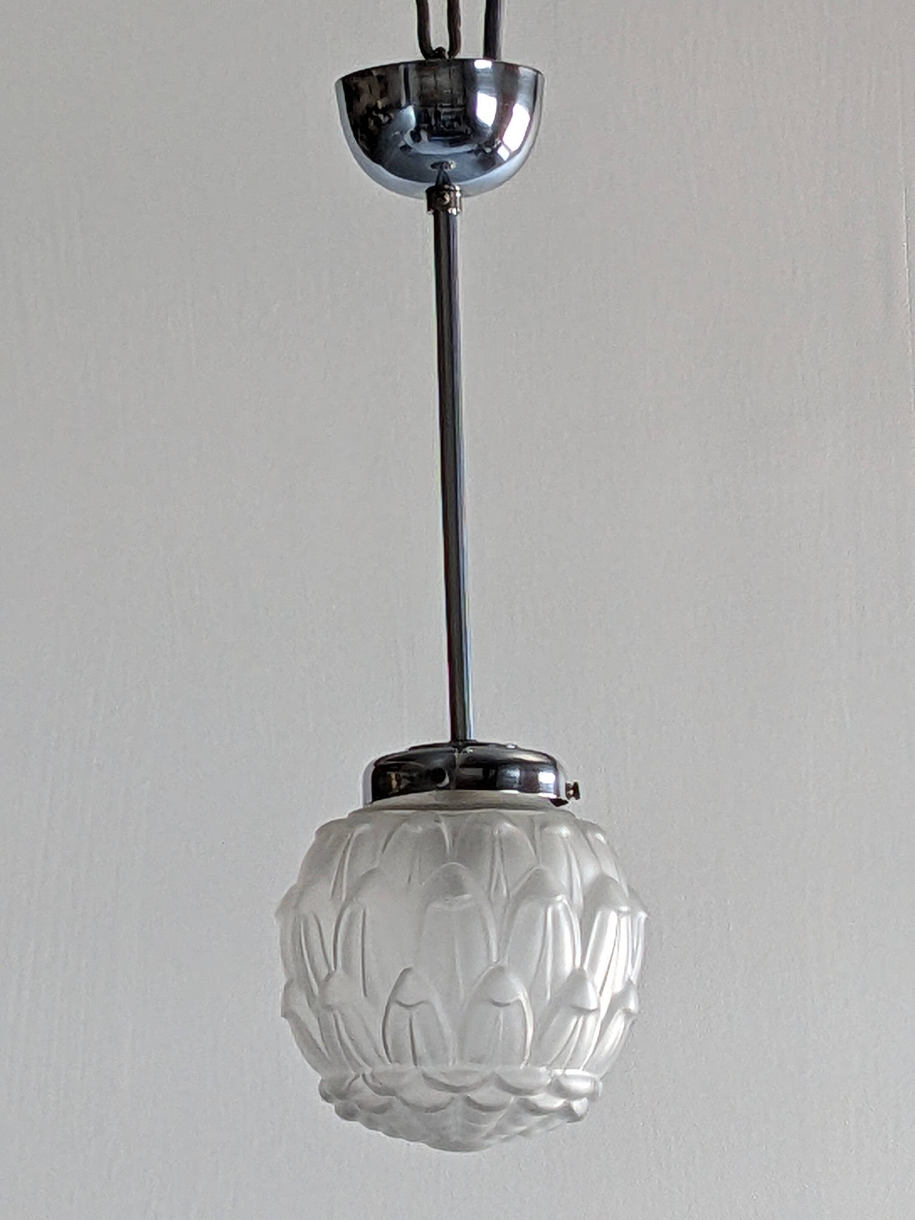 Art Deco frosted glass pendant light circa 1920
