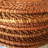 Set of 6 wicker and rattan undertributions