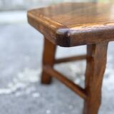 Vintage Solid Wood Brutalist Low Stool