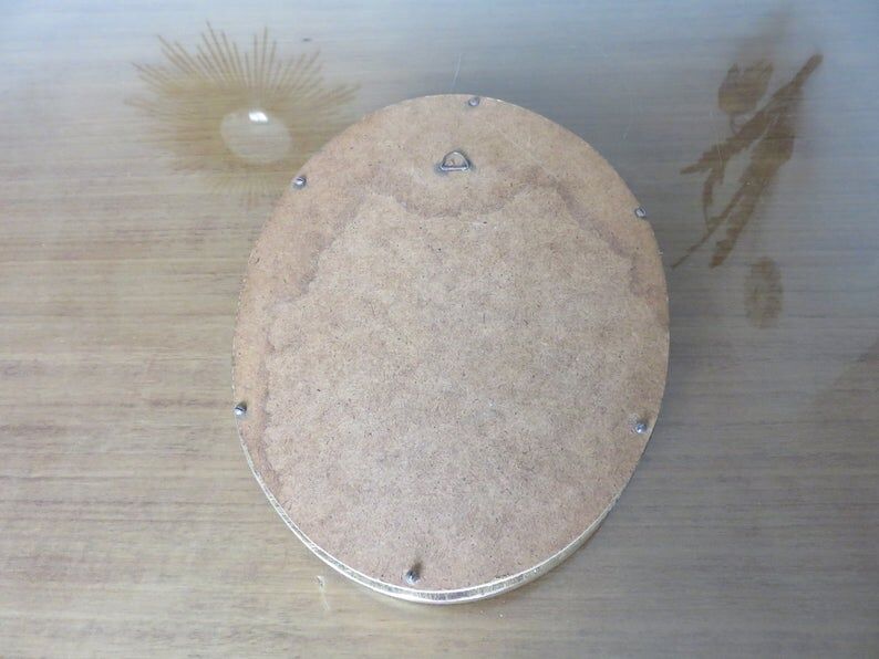 Louis XV-style gold oval mirror 50s - 29x20cm
