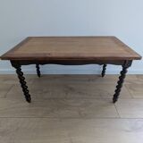 Solid wood coffee table with carved twisted legs