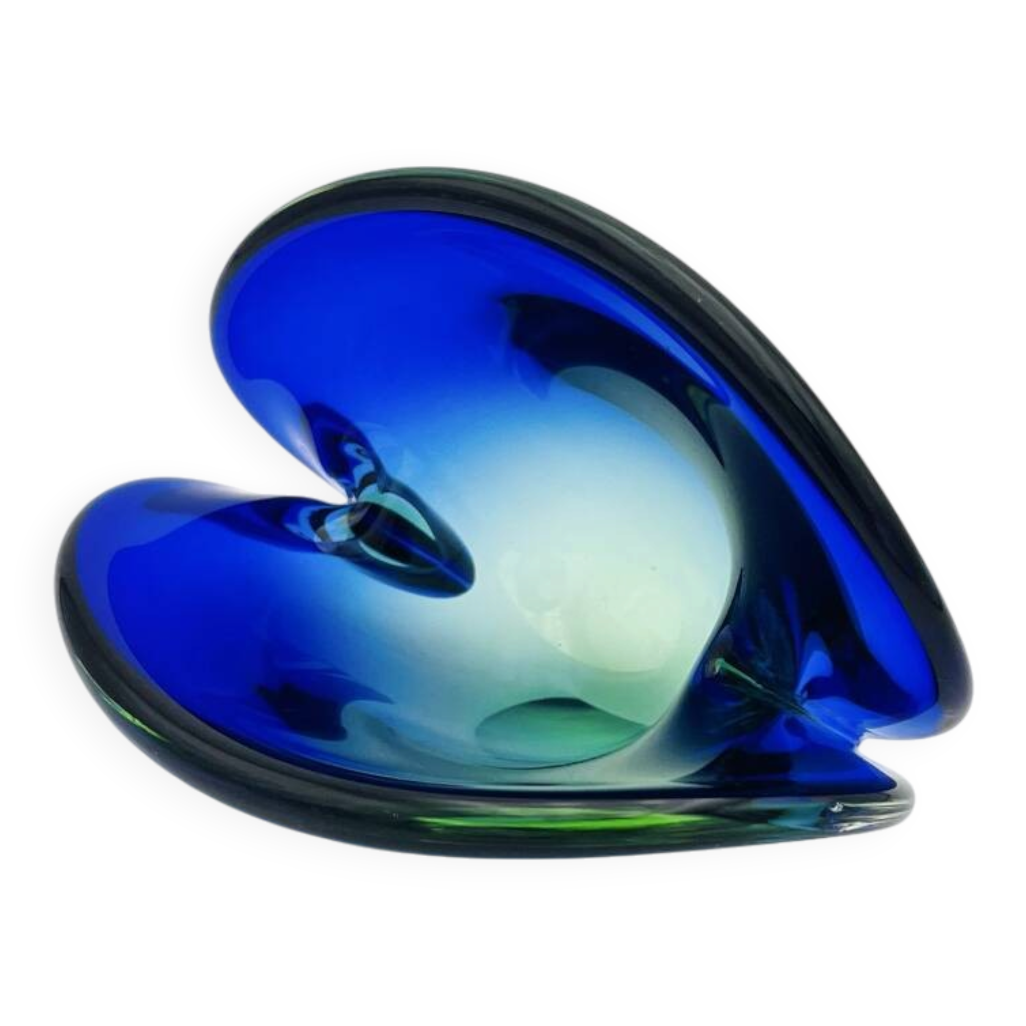 Murano Ashtray Flavio Poli Sommerso Blue Green Design 50s