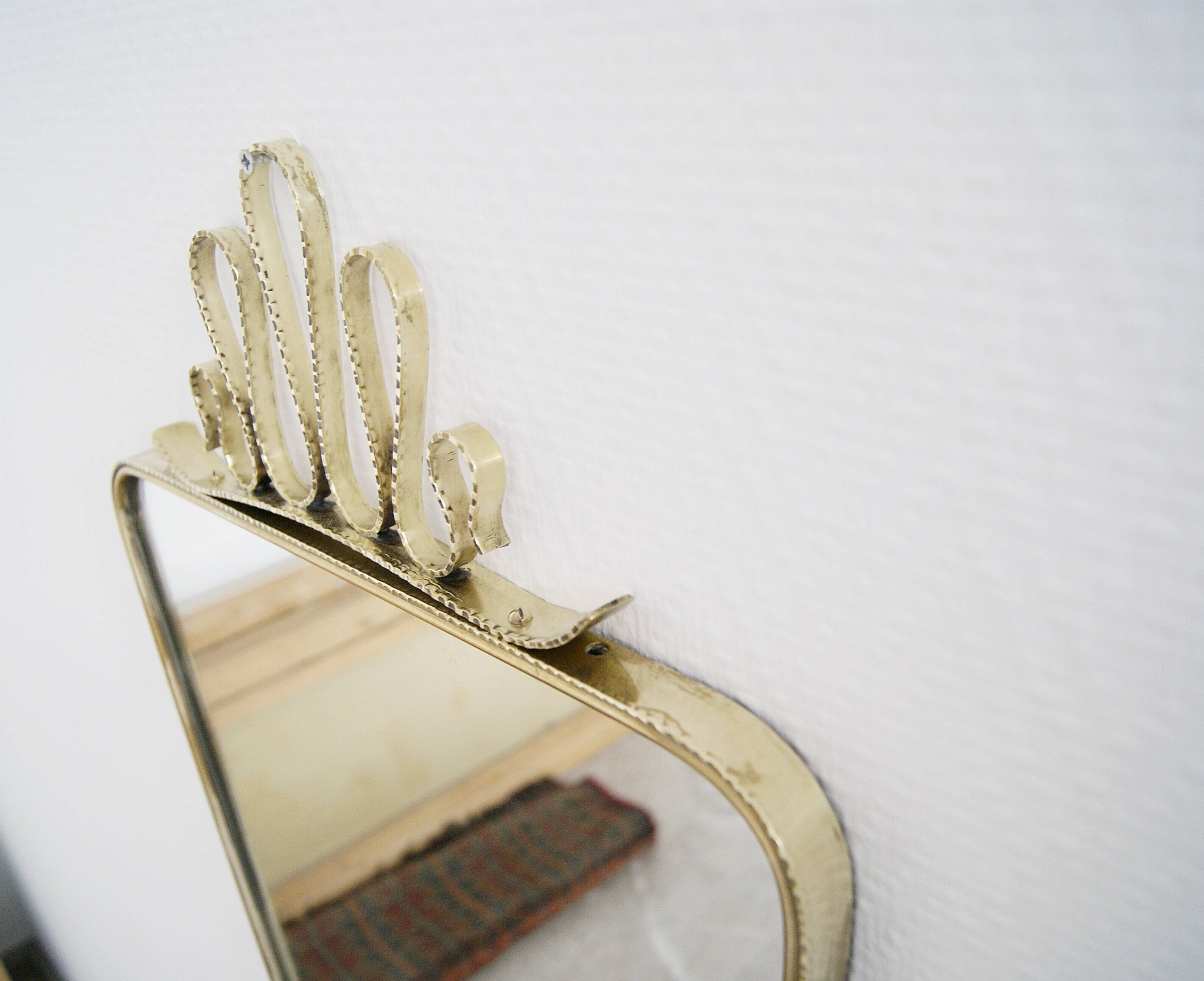 Mid century brass mirror, 40x74cm