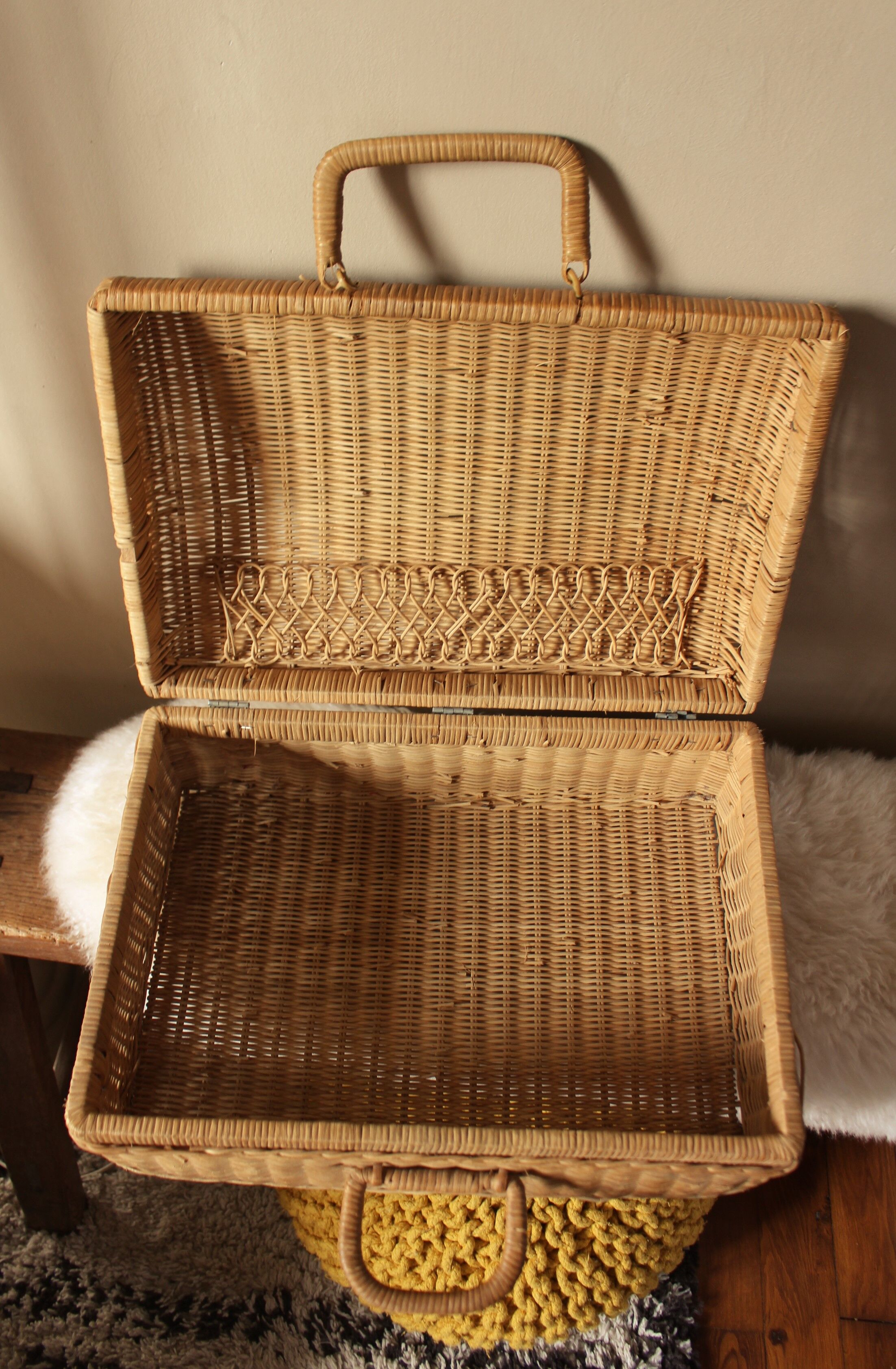 Vintage wicker suitcase