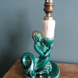 Emerald green mermaid ceramic table lamp