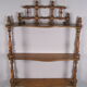 Napoleon III wall shelf in asian bamboo-style blond wood with 3 XIX trays