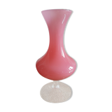 Pink opaline soliflore vase and vintage transparent foot
