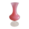 Pink opaline soliflore vase and vintage transparent foot