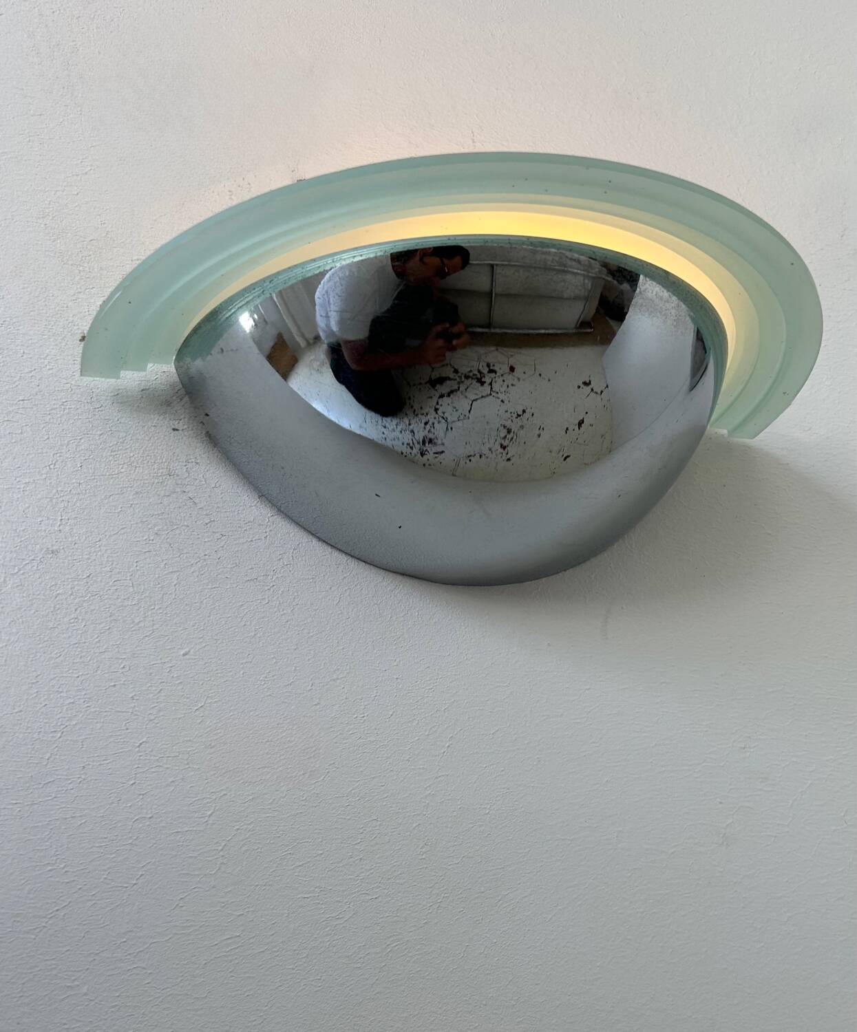 Pair of vintage wall lights, chrome and altuglass, Sweden 1970