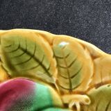 Barbotine dish decorated with fruits, Sarreguemines earthenware