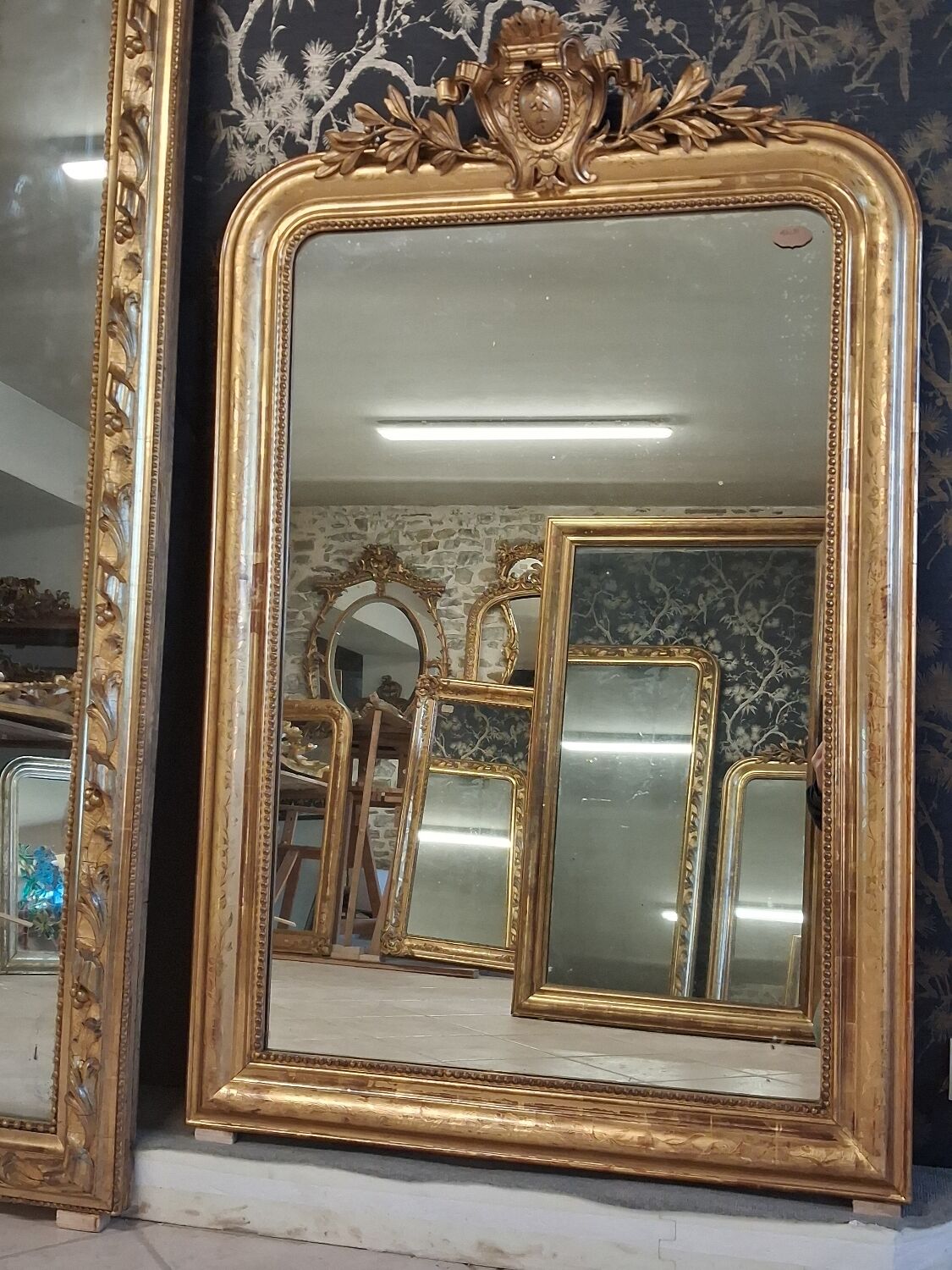 Louis Philippe mirror with pediment 148 x 95