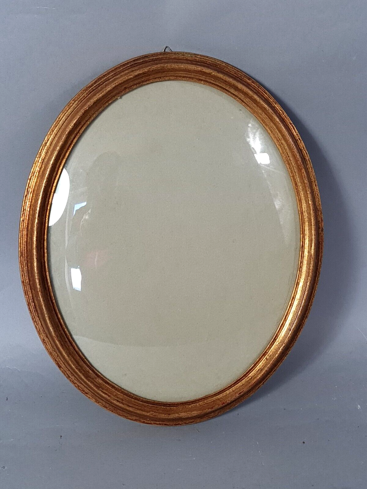 Oval frame curved glass gilded wood gold leaf 34x28 foliage 29.5x23.5 cm SB