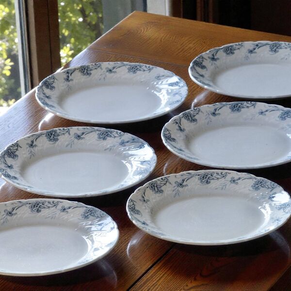 Assiettes anciennes XIXe terre de fer signées KG Luneville ''Kleber