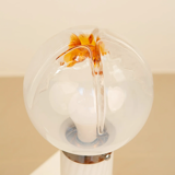 Lampe italienne avec sa tête en verre opaque & caramel 70's