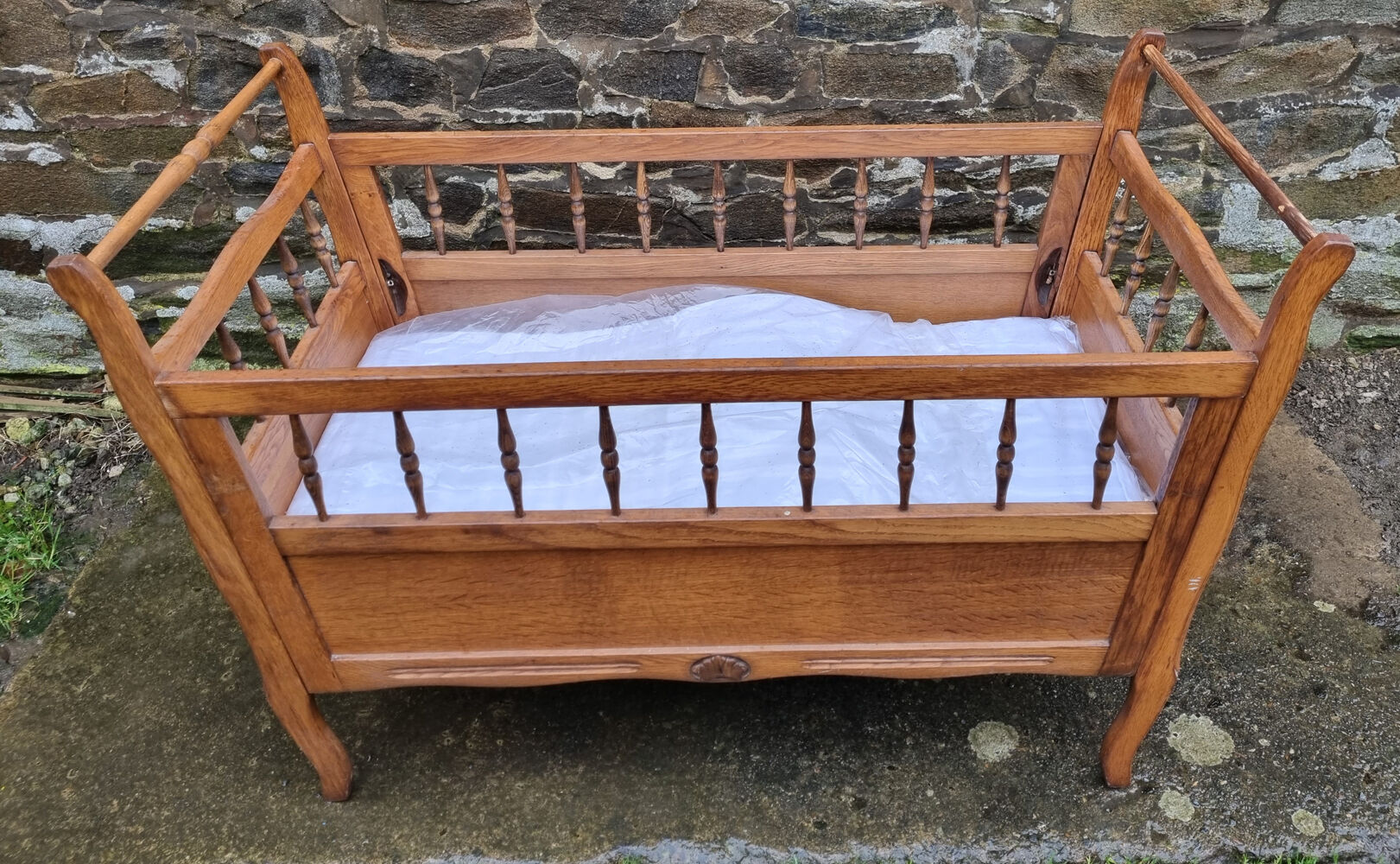 Wooden cot, vintage, 50s