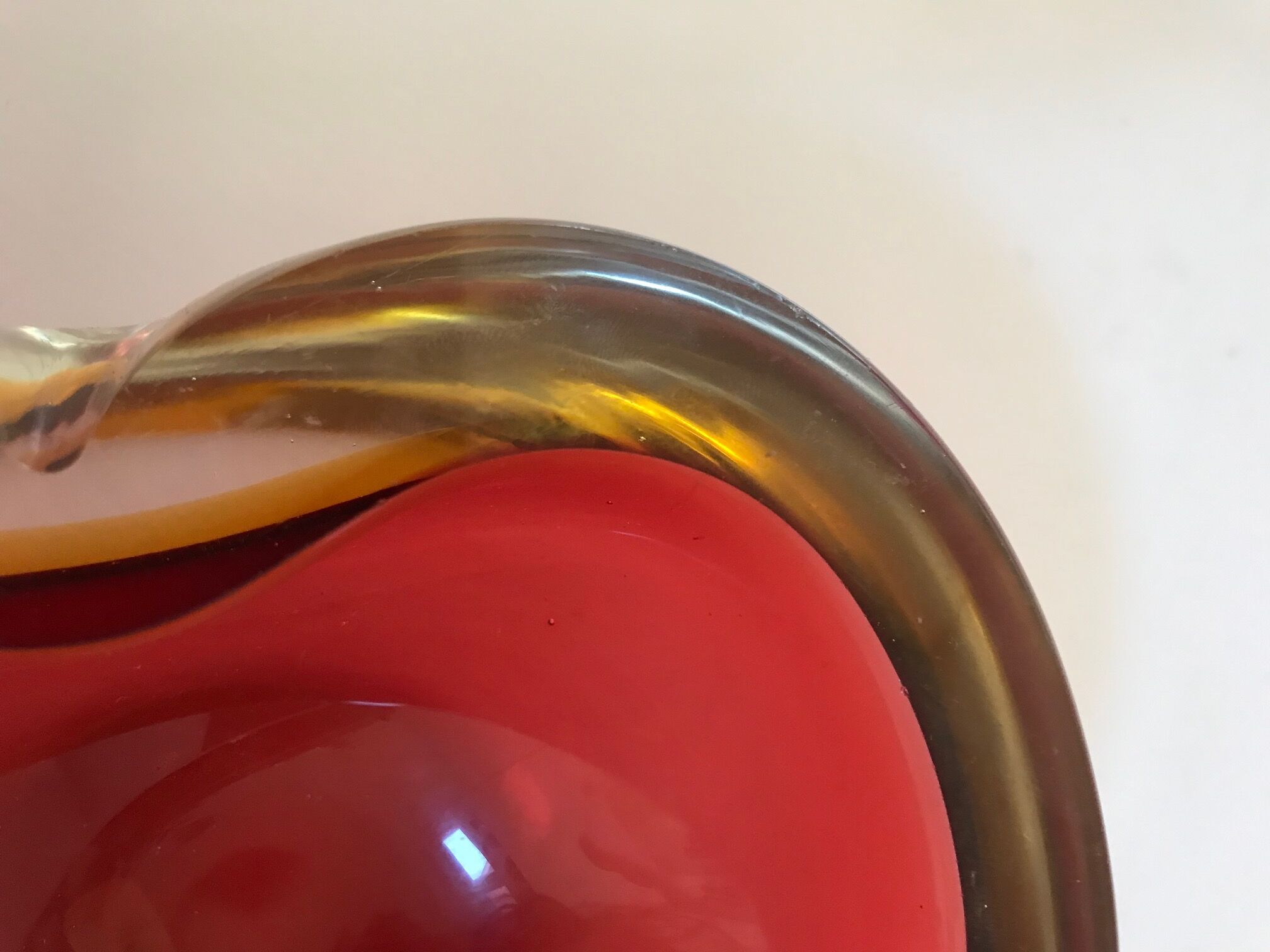 Ashtray sommerso red doubled yellow