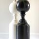 2 Vintage Black and White Turned Wood Lamp Bases