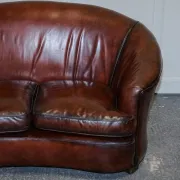 Art Deco Hand-Dyed Whisky Brown Sofa, Armchairs and Ottomans, 1920s, Set of 5