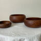 Set of three wooden salad bowls
