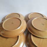 Set of 6 flat plates in Brenne stoneware from France vintage