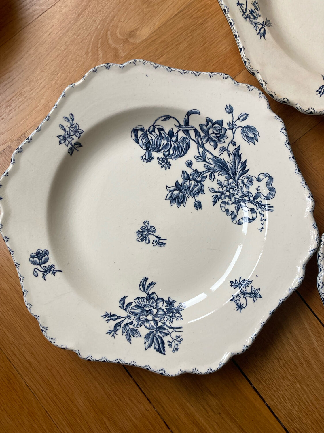 Blue flowered ironstone deep plates from Saxony