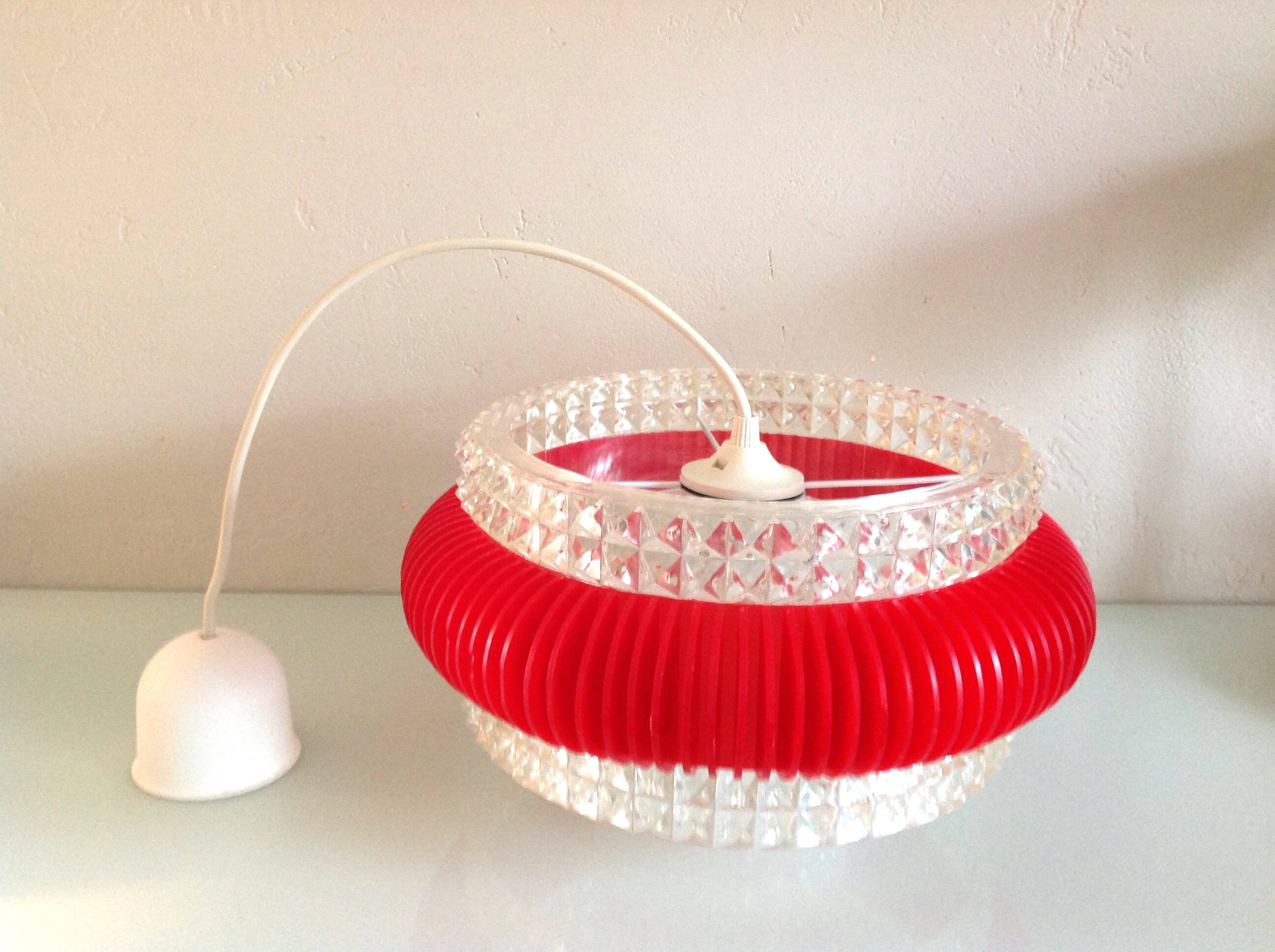 Suspension in glass and plexiglass with diamond points / vintage 60s-70s