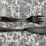 Vintage toile de Jouy cutlery set for 12 fish forks, stainless steel 18/10, like new.