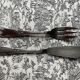 Vintage toile de Jouy cutlery set for 12 fish forks, stainless steel 18/10, like new.