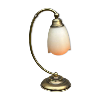 Tulip desk lamp, bedside lamp in brass and blown glass J.P Rycka