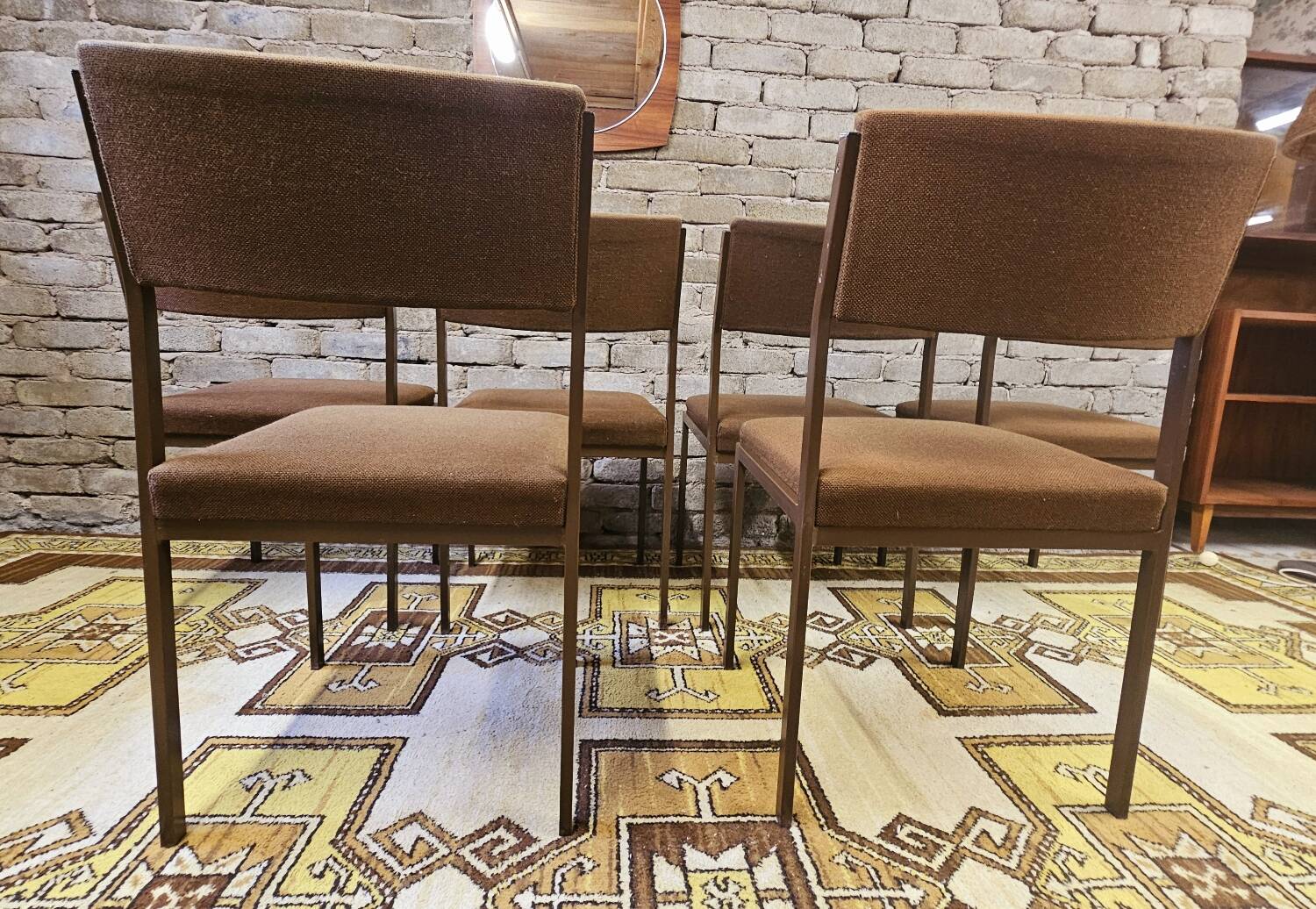 Set of 6 vintage black metal chairs from the 1970s