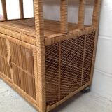 Vintage rattan buffet with wheels