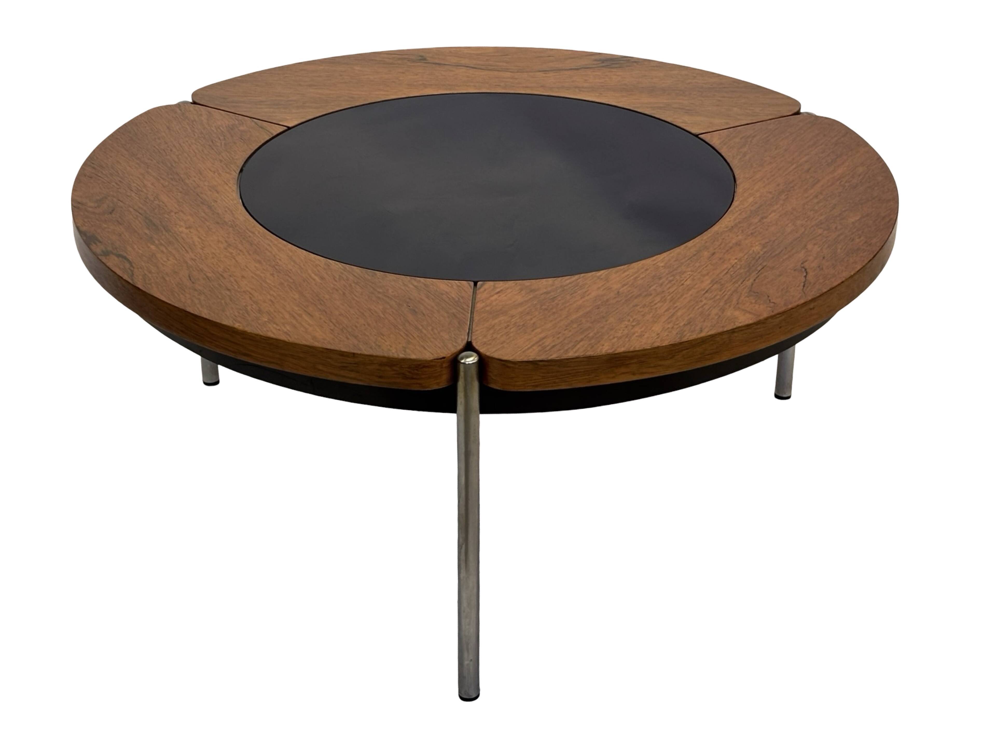 Vintage rosewood coffee table with glass, Denmark, 70s design