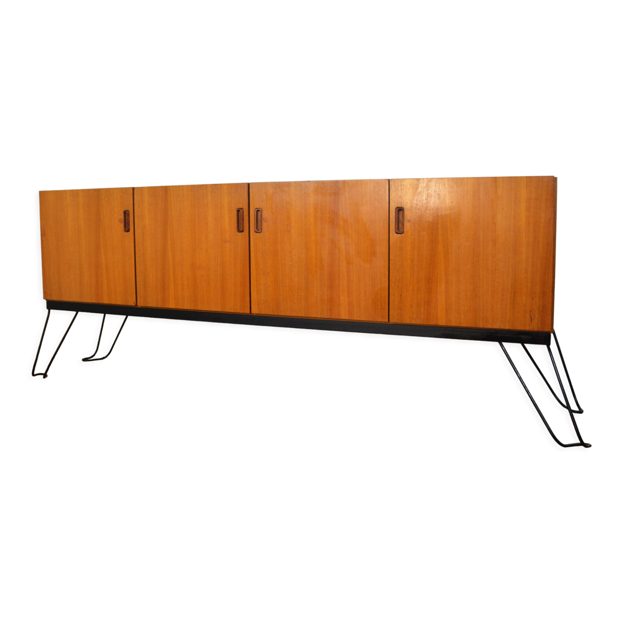 Scandinavian teak metal foot row