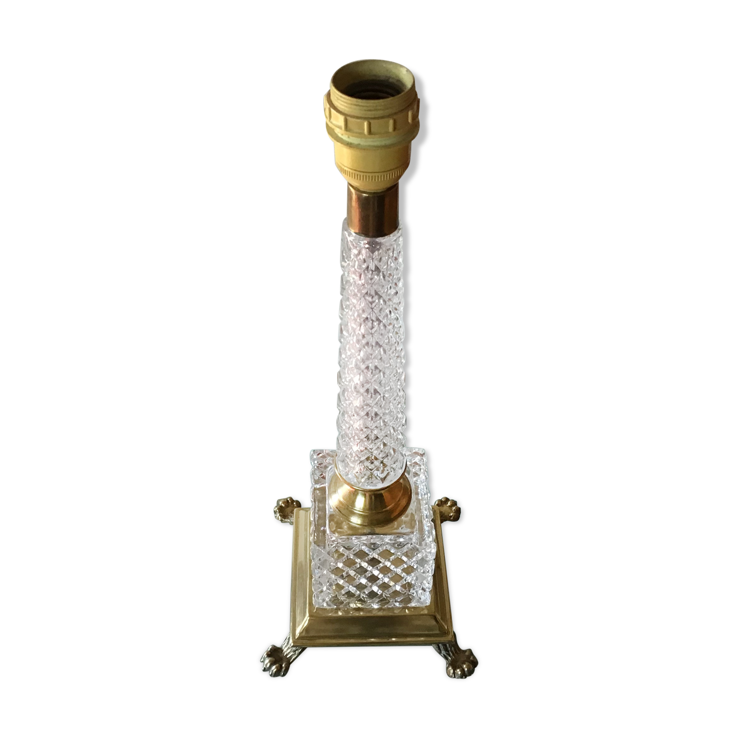 Brass and crystal lamp foot