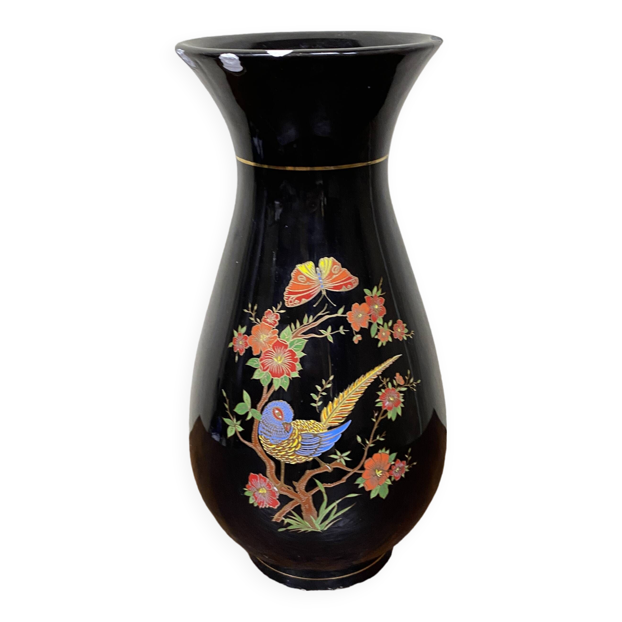 Japanese Asian vase XX black ceramic