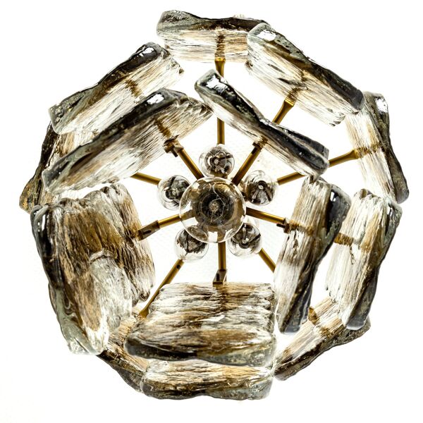 Suspension en verre fumé Murano par Kalmar, Autriche, années 1970