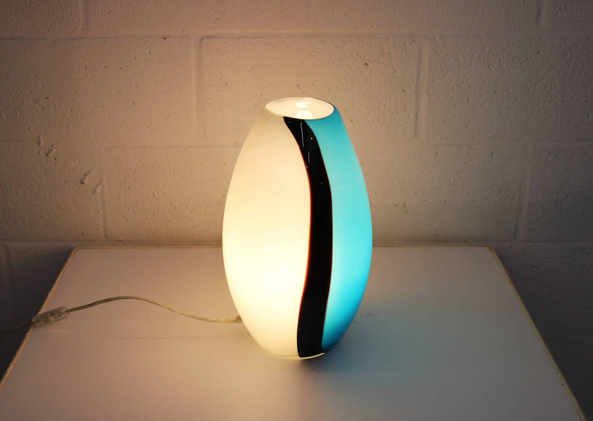 Eglo handblowed glass table lamp - Empori 87756 - Opaline and blue glass
