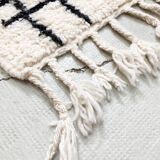 New Beni Ouarain Moroccan Berber rug with black graphic patterns