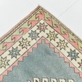 4x7 Vintage Oushak Area Rug, Beige & Grey Turkish Pattern Rug, 128x206 Cm