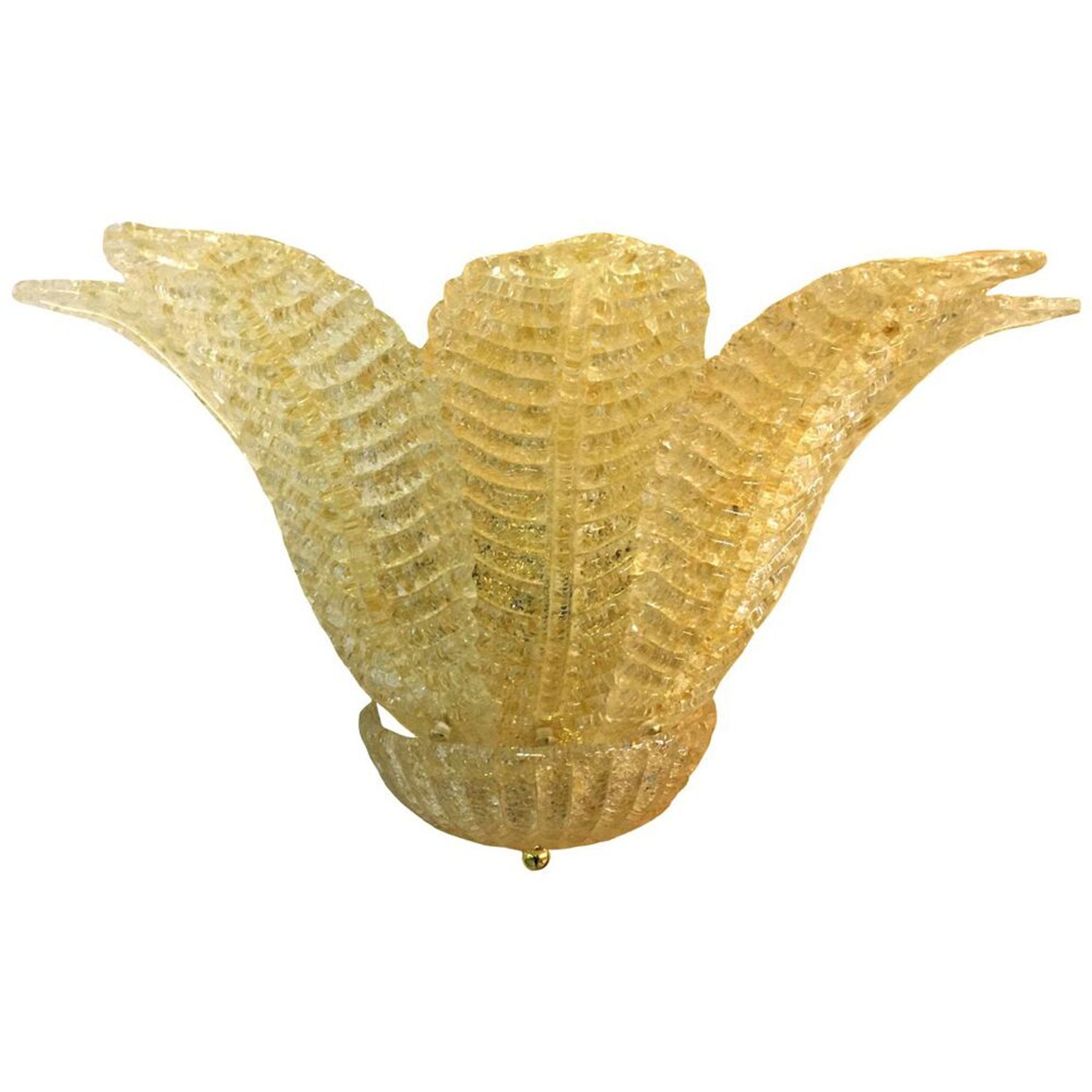 Applique murale en verre de Murano graniglia « feuille » dorée