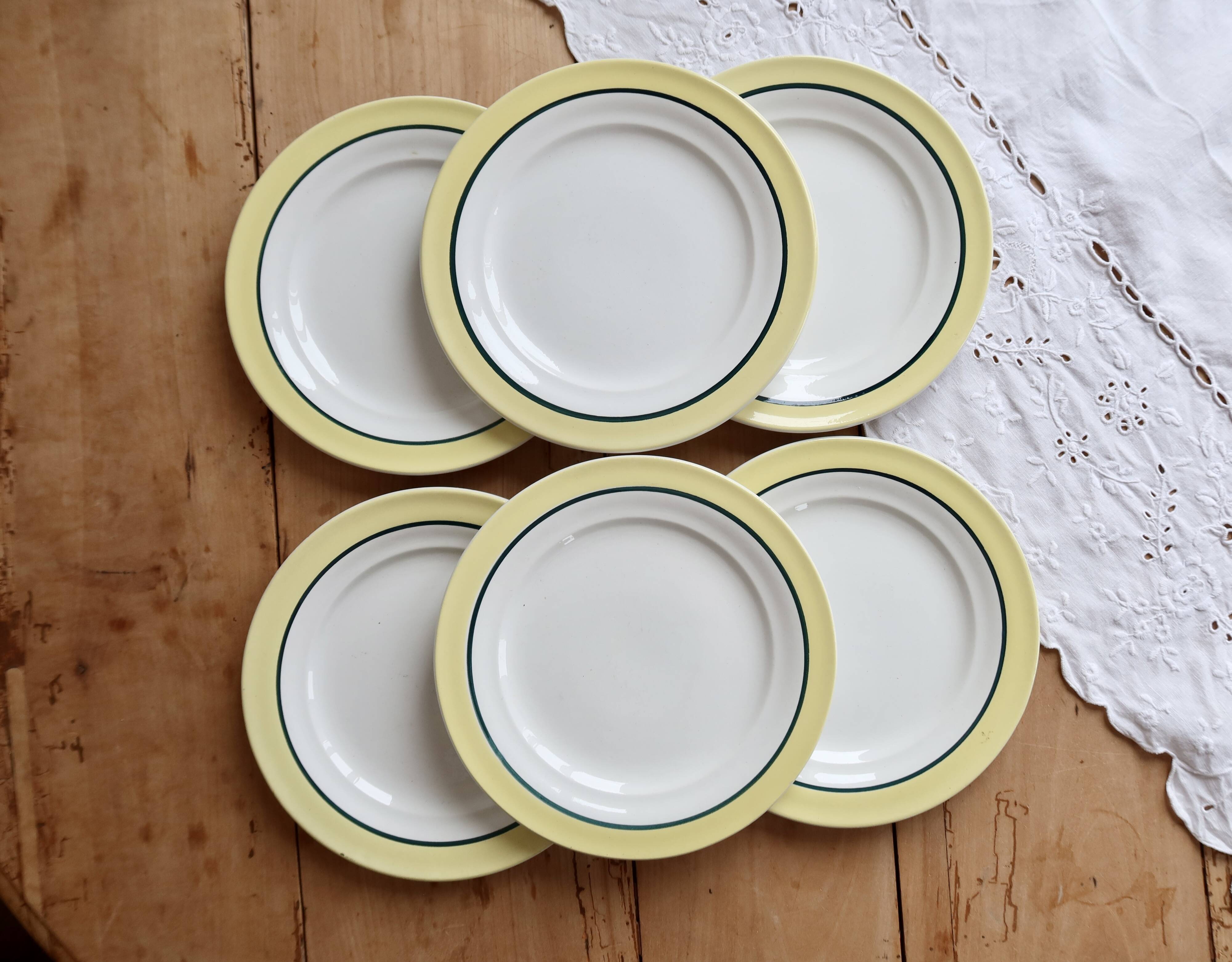 6 vintage dessert plates ceramic Céranord Saint-Amand model Nice